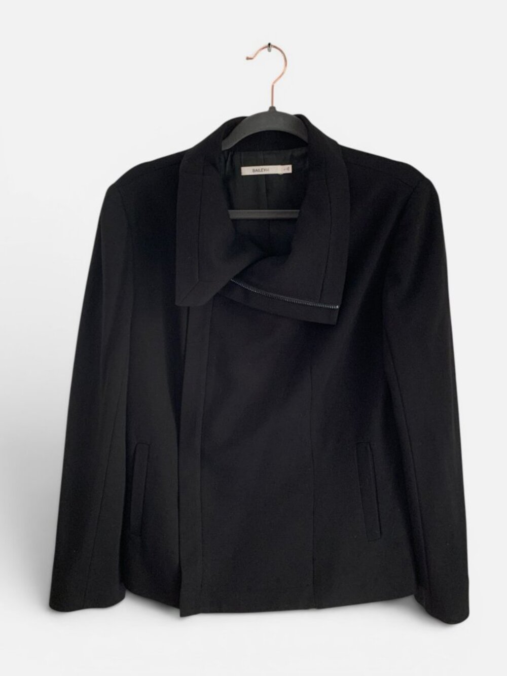 Bailey 44 Black Draped Zip Blazer Asymmetrical Moto Jacket Size L